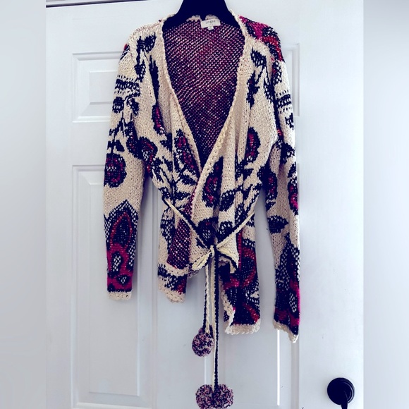 Umgee Knit Cardigan - Cream, Black, and Pink medium - Picture 2 of 9